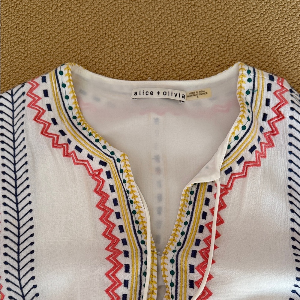 Alice + Olivia Colorful Embroidered Dress, size 6 Women’s - Picture 2 of 9
